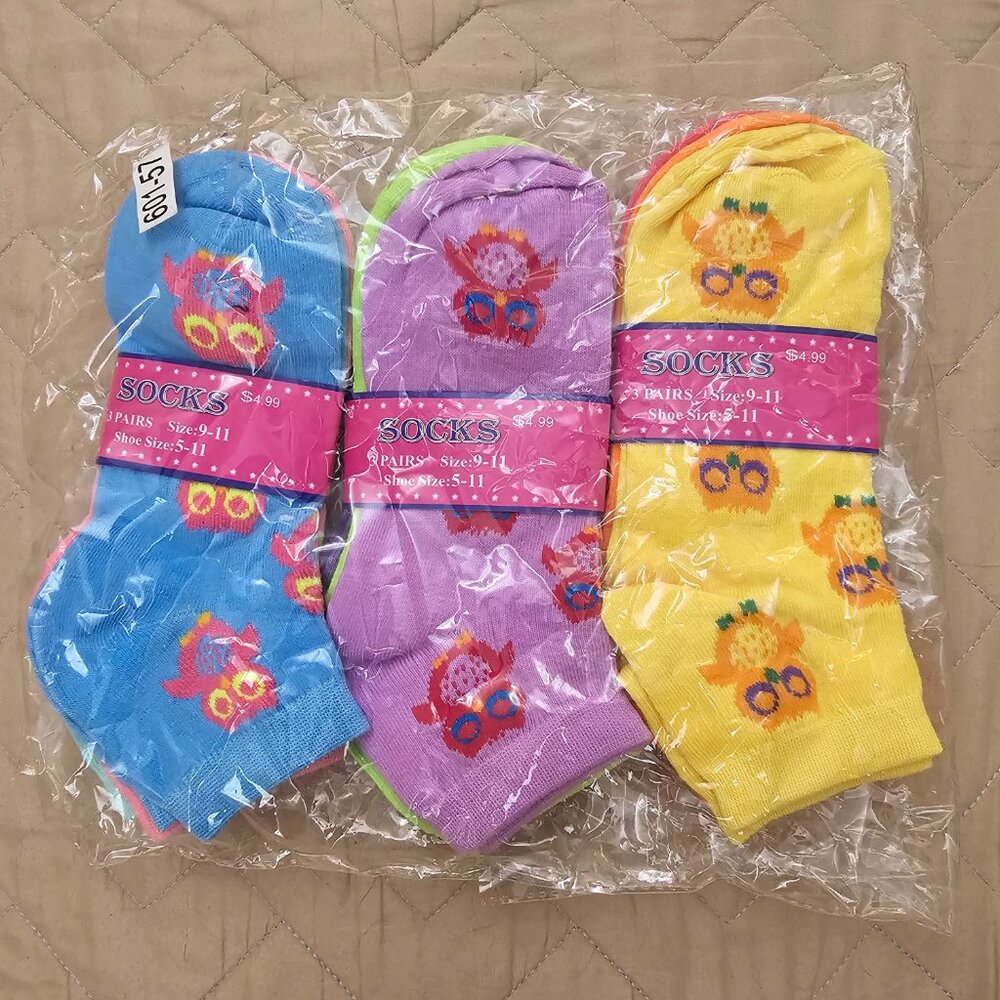 Women's Ankle Socks, Owl Print, 9-pack